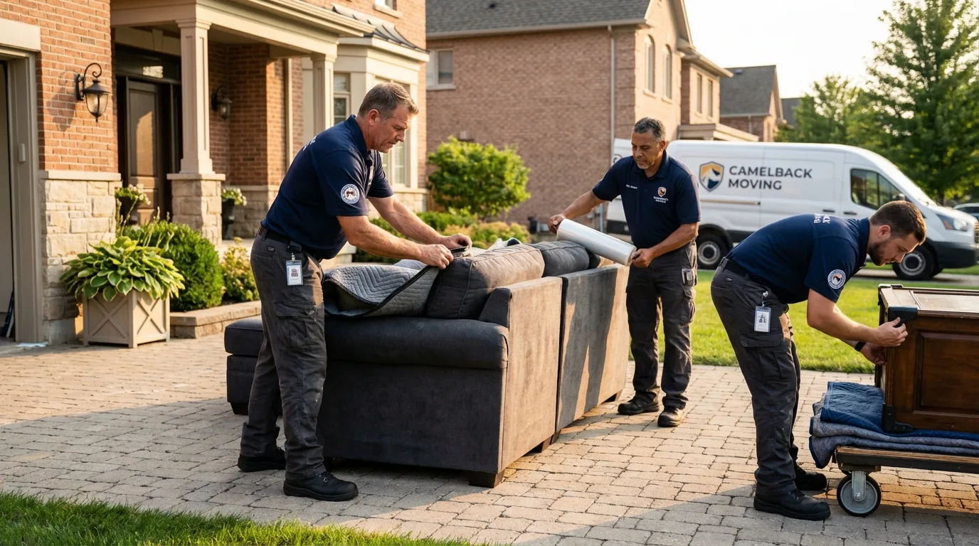 Large estate moving crew wrapping furniture in Oakdale, LA